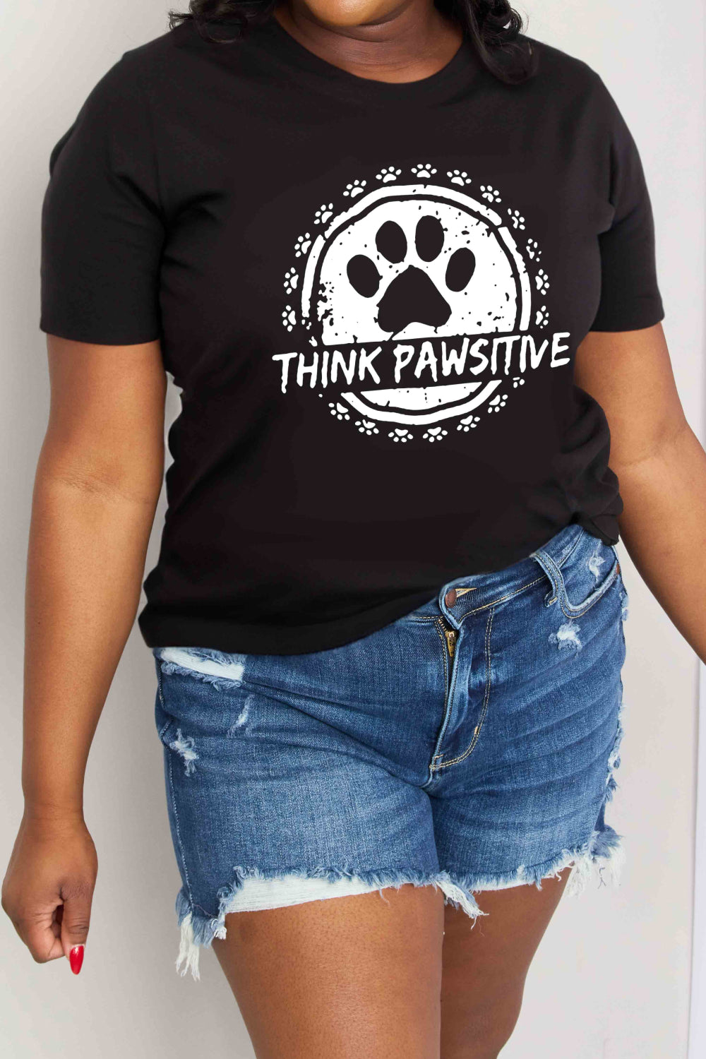 simply love simply love full size think pawsitive graphic cotton tee