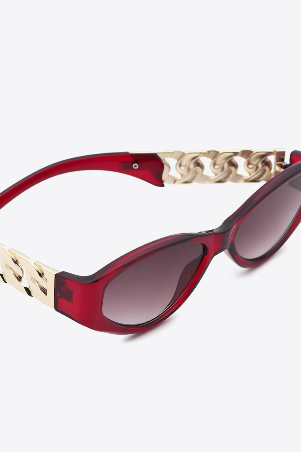 chain detail temple cat eye sunglasses