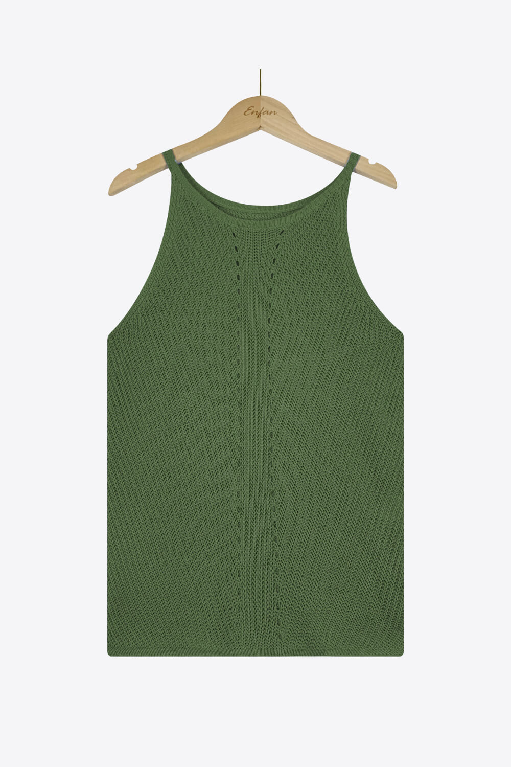 openwork grecian neck knit tank top