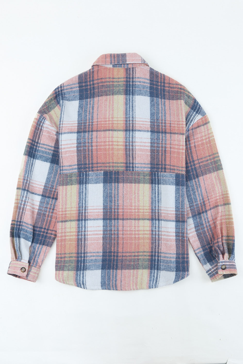 double take plaid dropped shoulder shacket