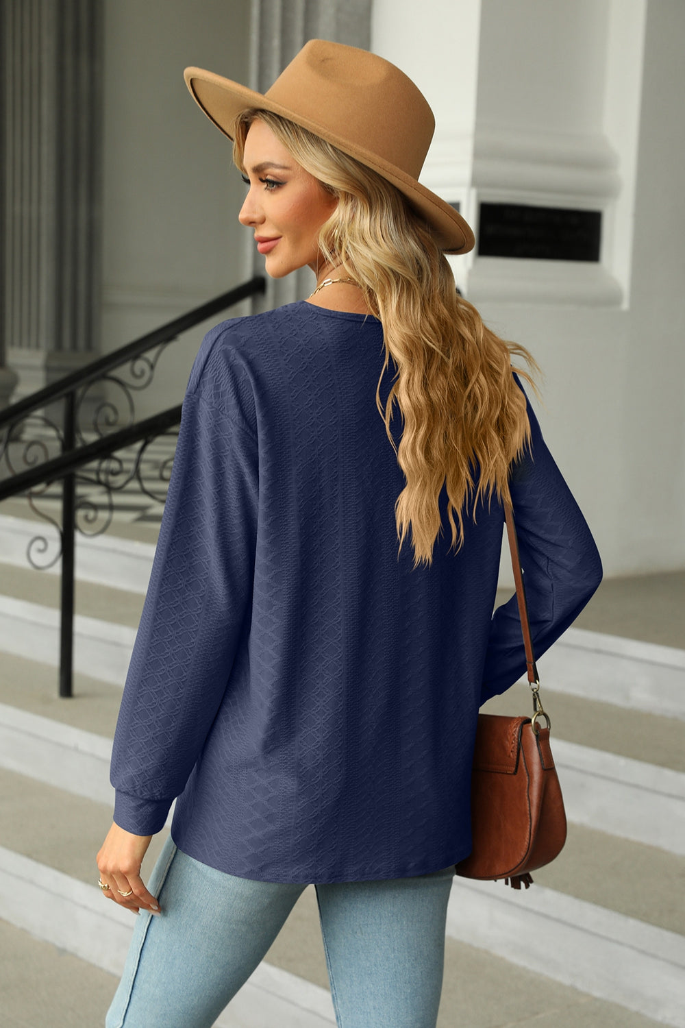 v-neck long sleeve blouse