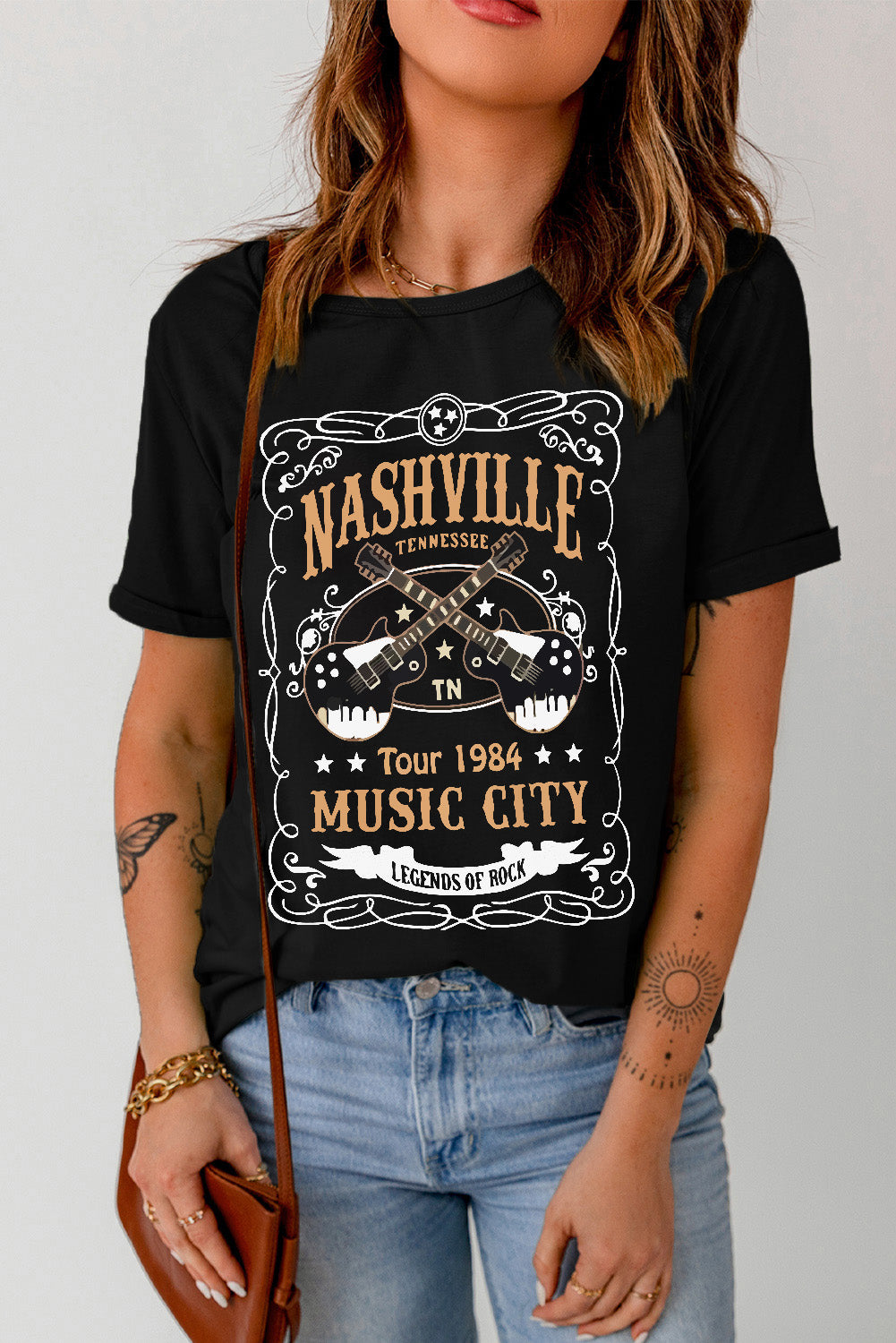 nashville music city graphic tee shirt