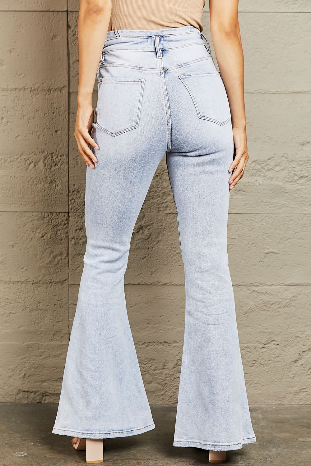 bayeas high waisted button fly flare jeans