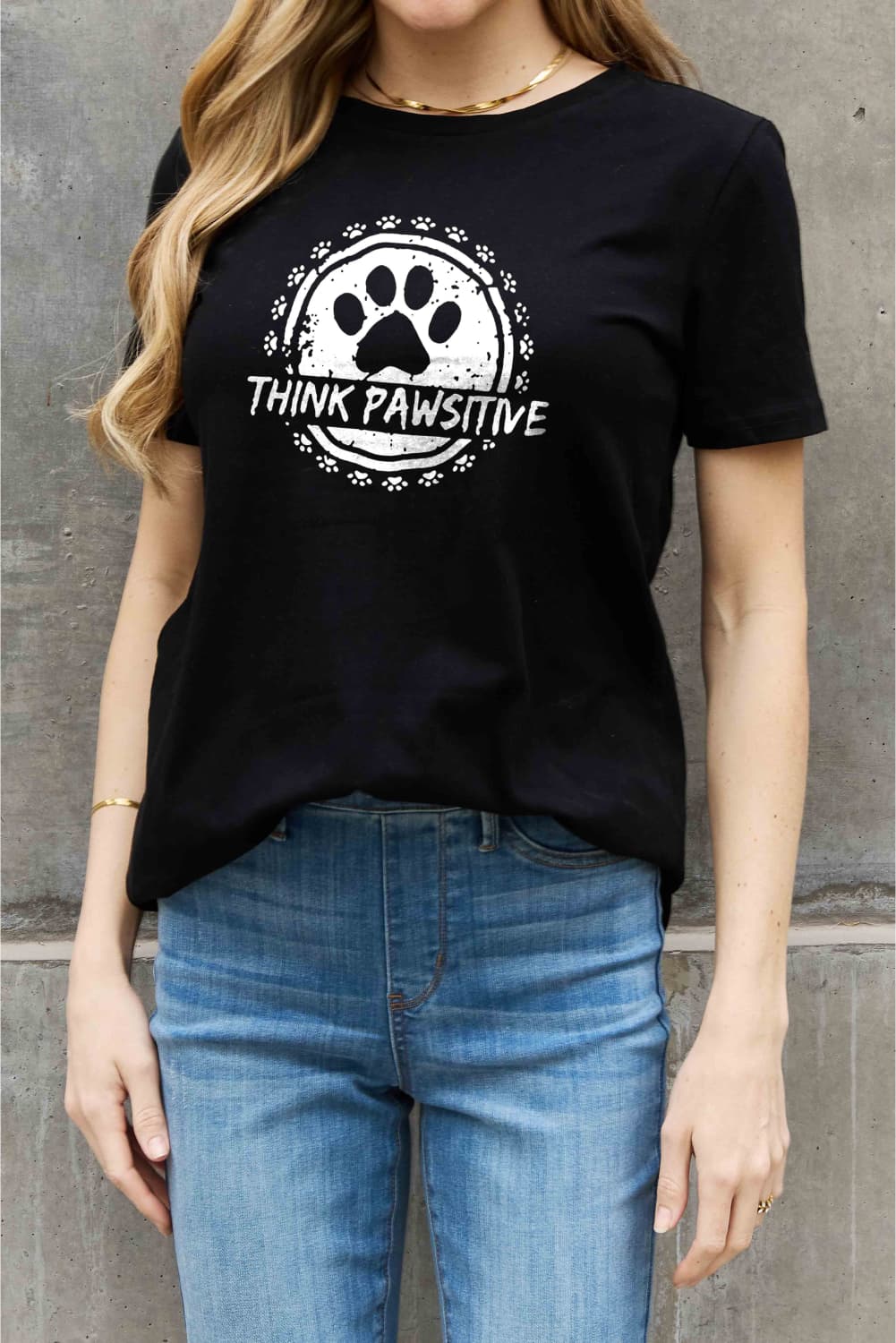 simply love simply love full size think pawsitive graphic cotton tee