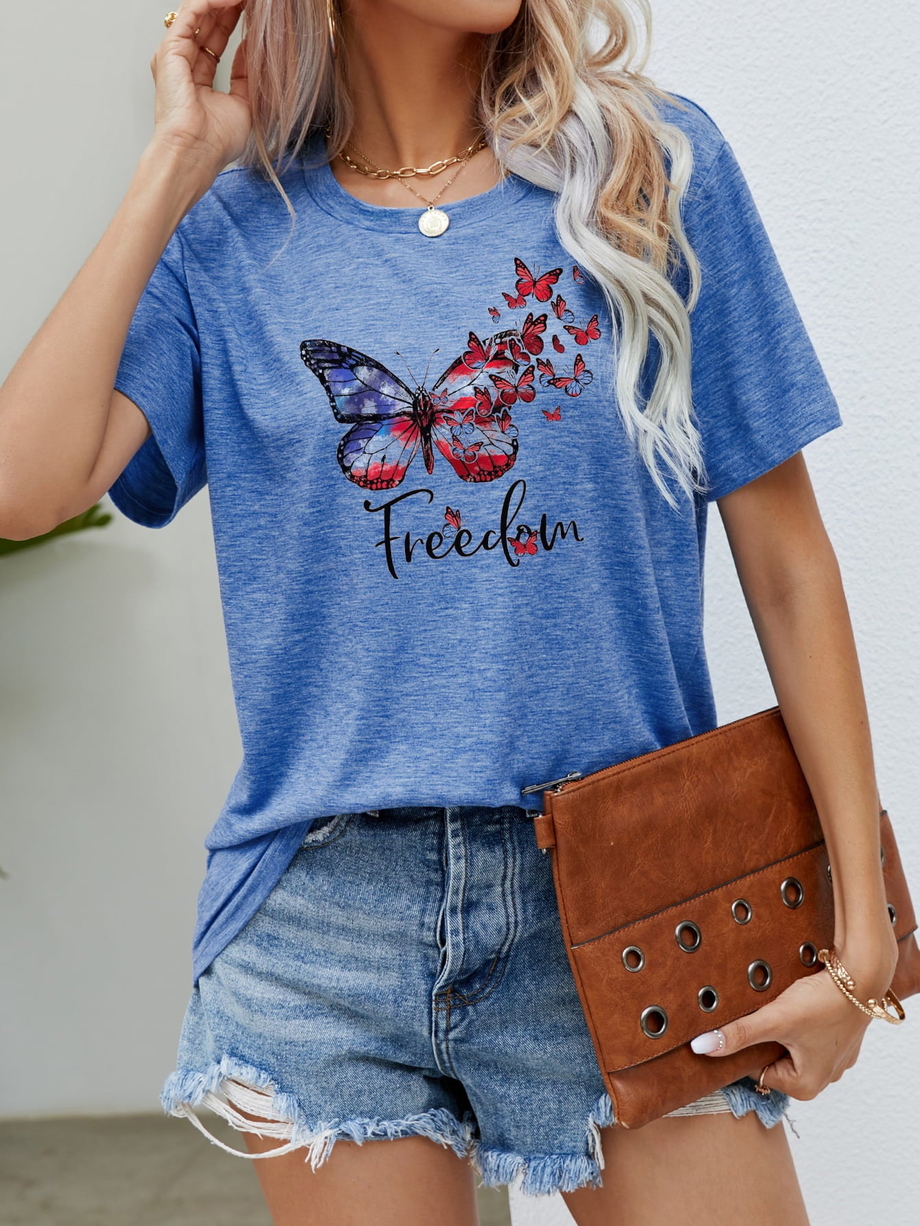 freedom butterfly graphic short sleeve tee