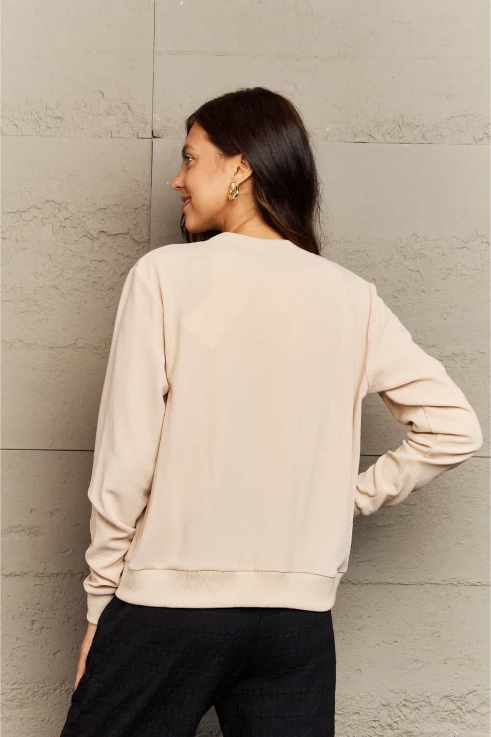 ninexis full size plaid round neck long sleeve jacket