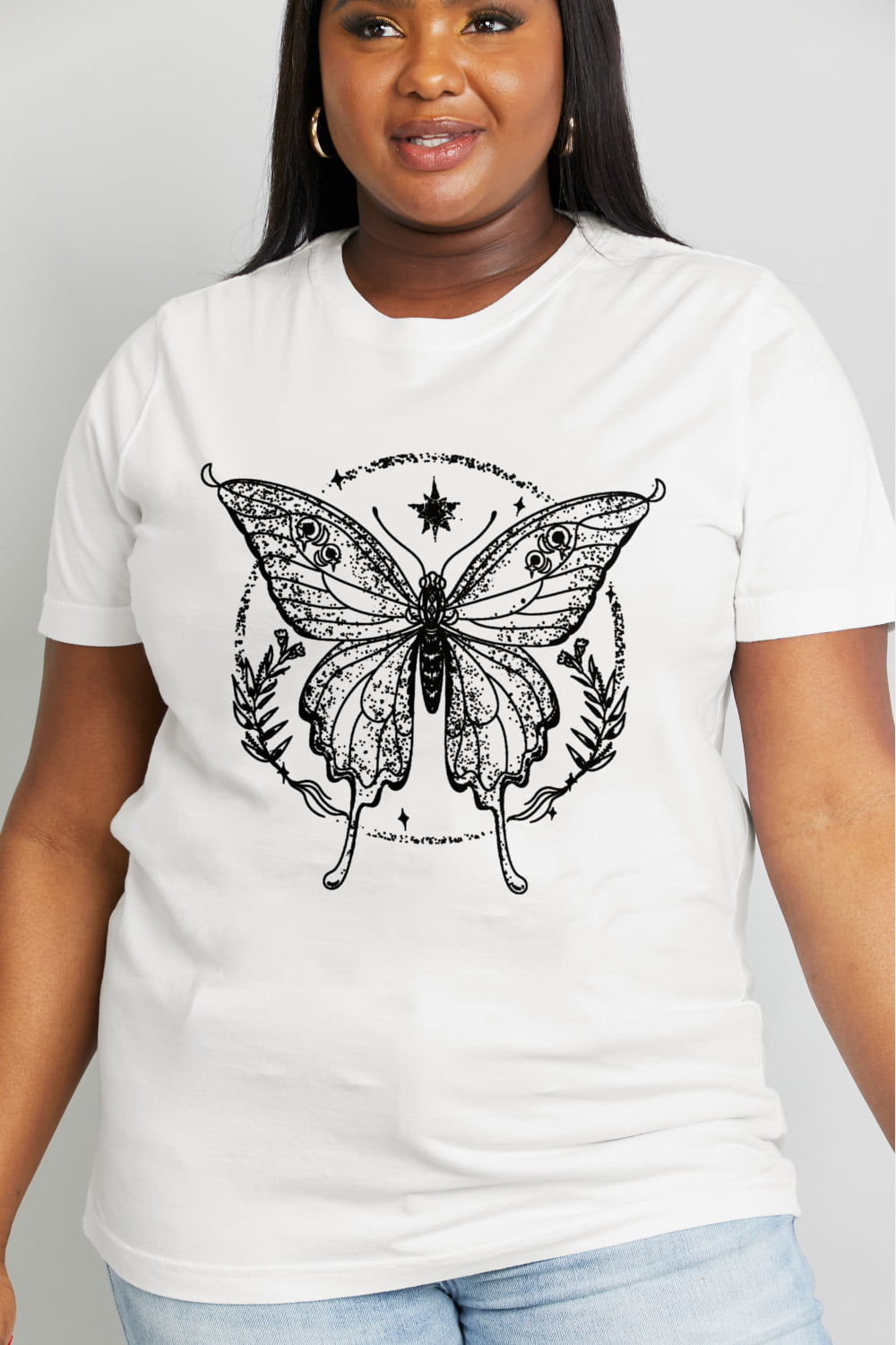 simply love simply love full size butterfly graphic cotton tee