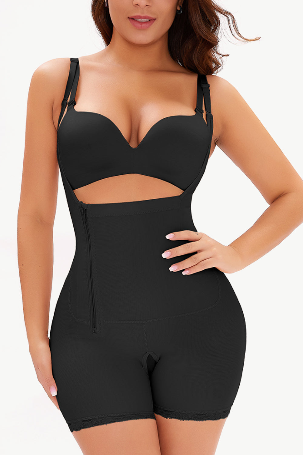 full size side zipper under-bust shaping bodysuit