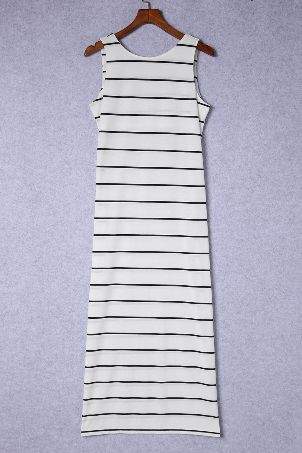 striped slit sleeveless maxi dress