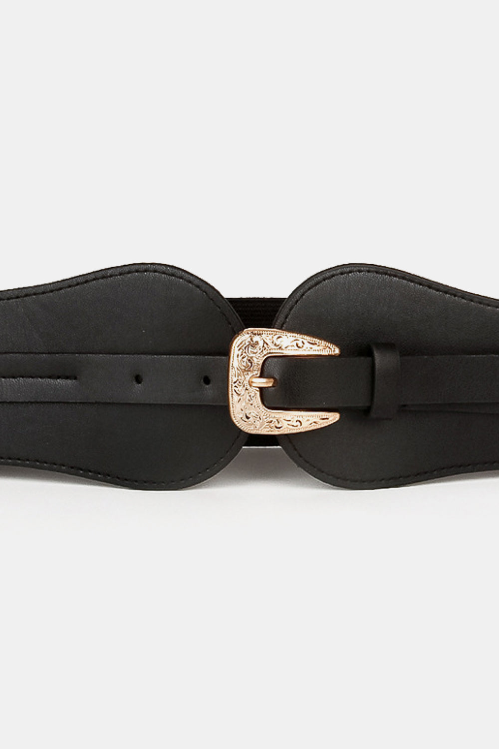 wide elastic belt with alloy buckle