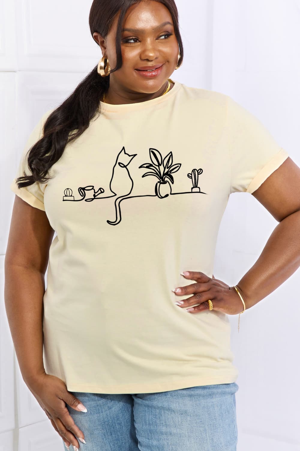 simply love full size cat graphic cotton tee