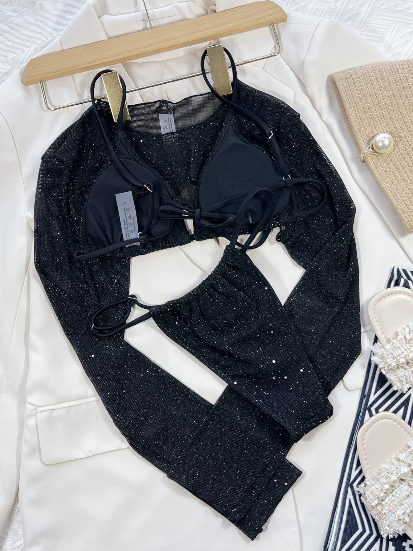 glitter three-piece swim set