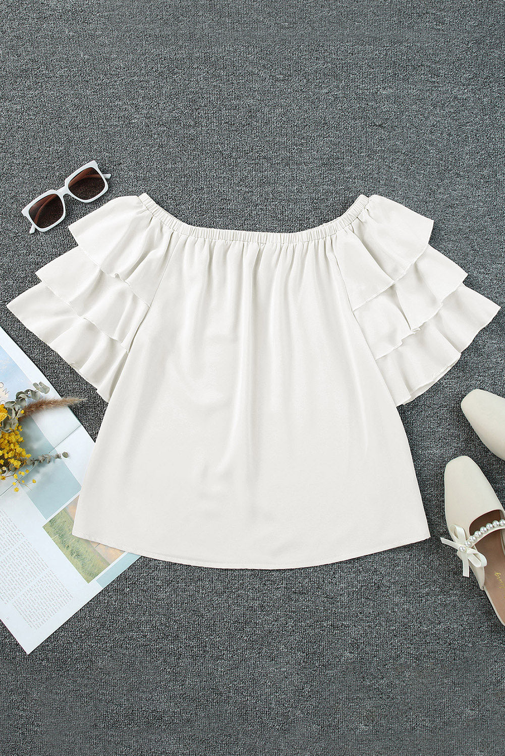 off-shoulder layered sleeve blouse