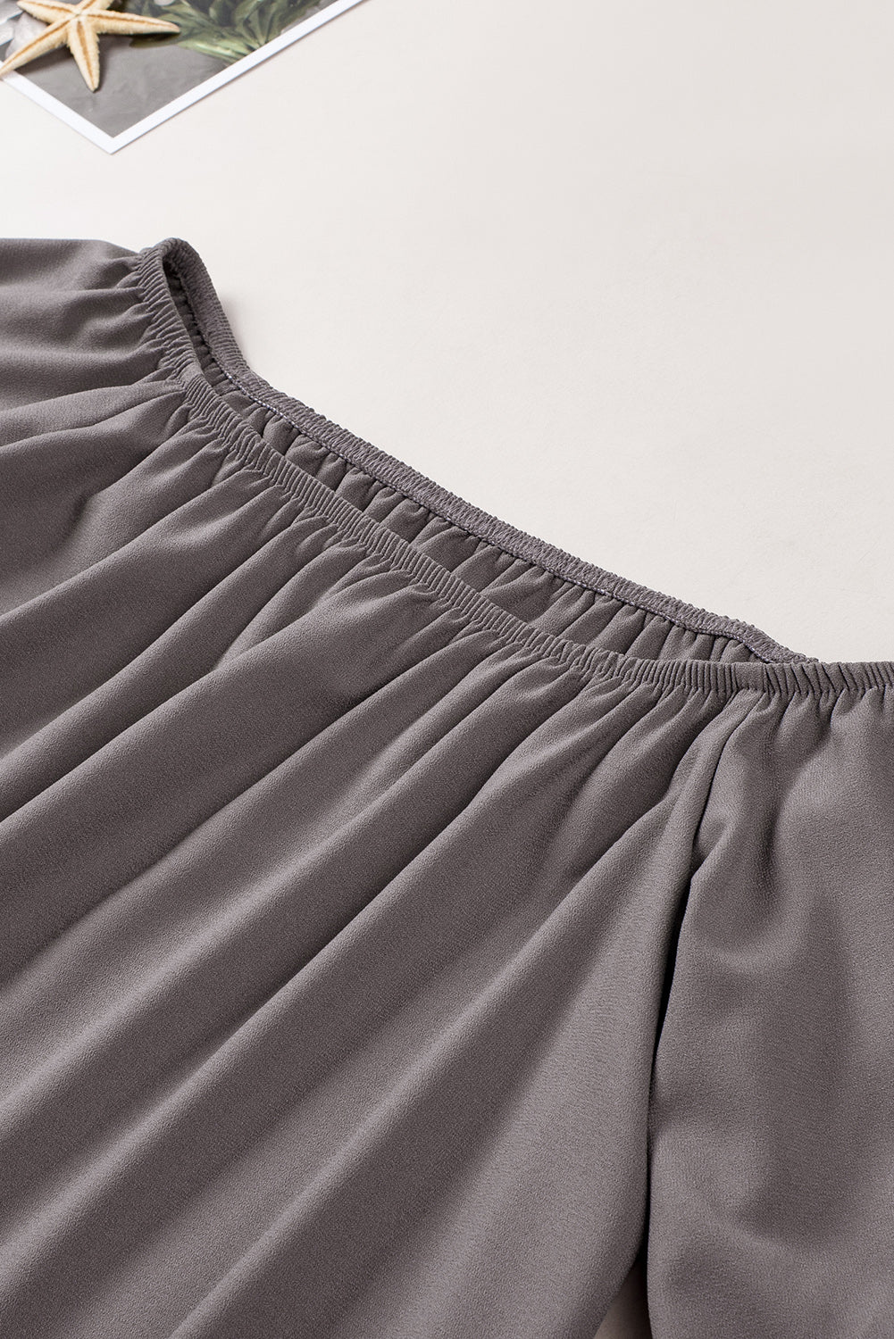 off-shoulder tie hem blouse