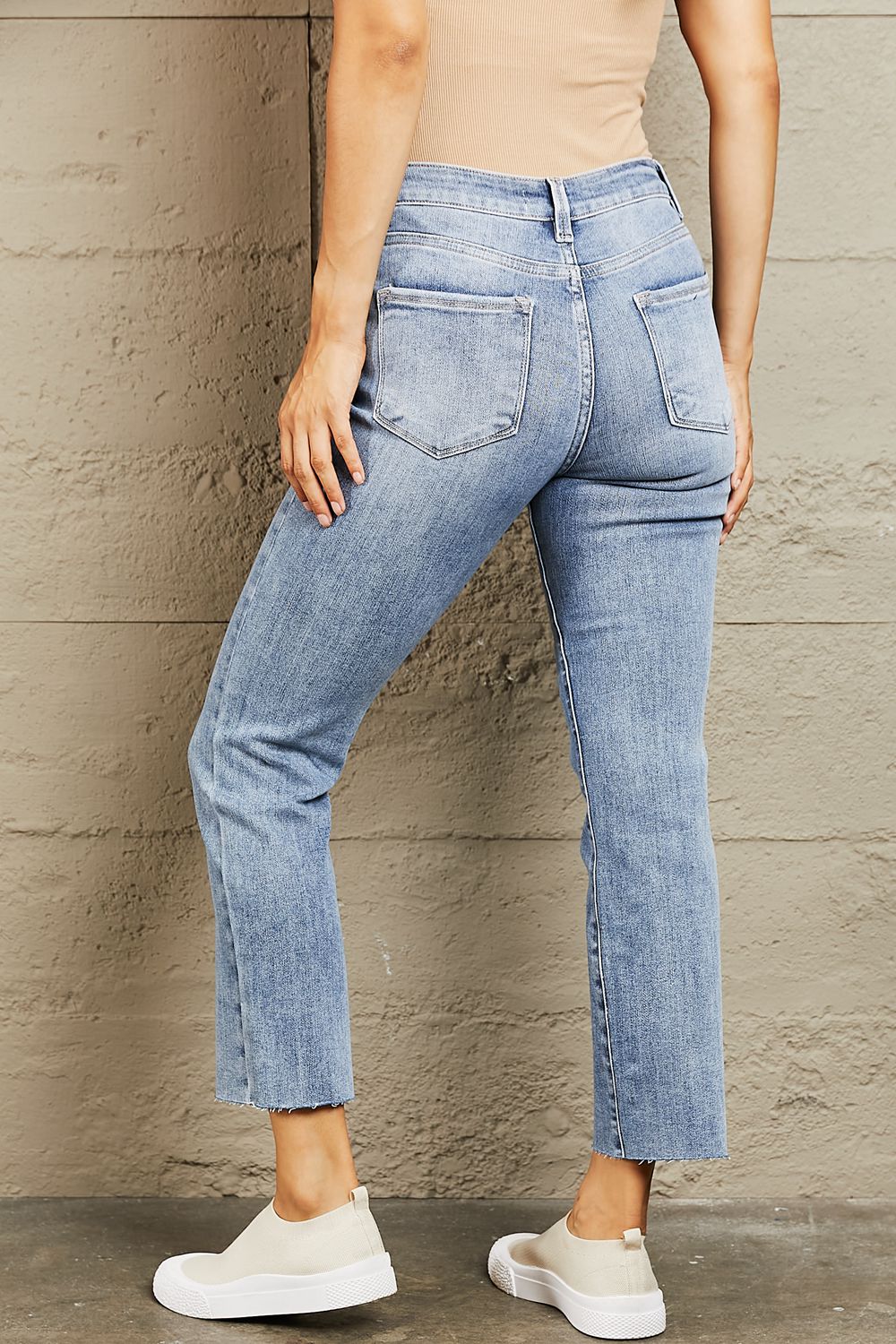 bayeas mid rise cropped slim jeans