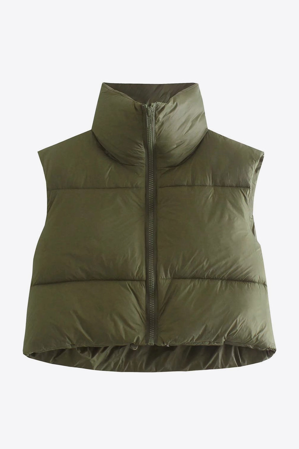 zip-up drawstring puffer vest