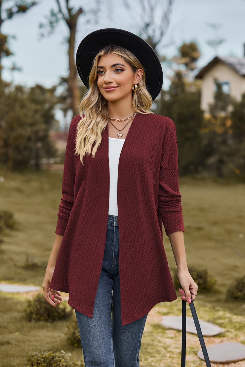 open front long sleeve cardigan