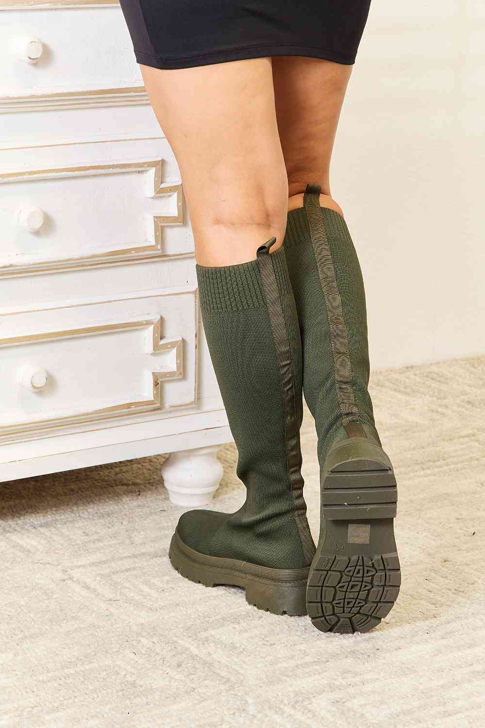 wild diva footwear knee high platform sock boots