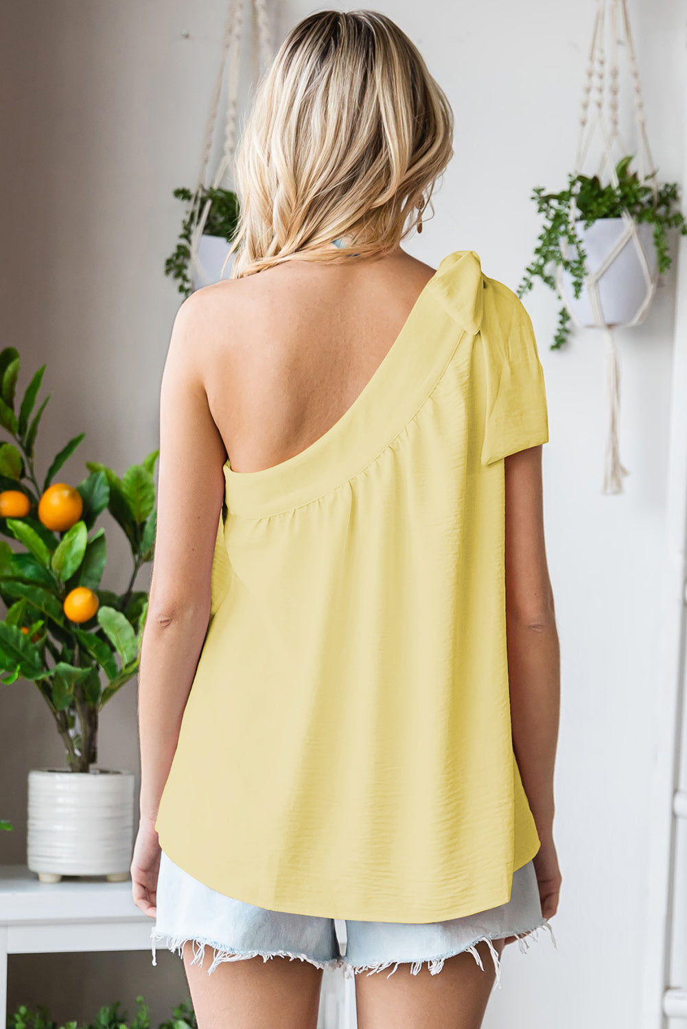 tied one-shoulder blouse