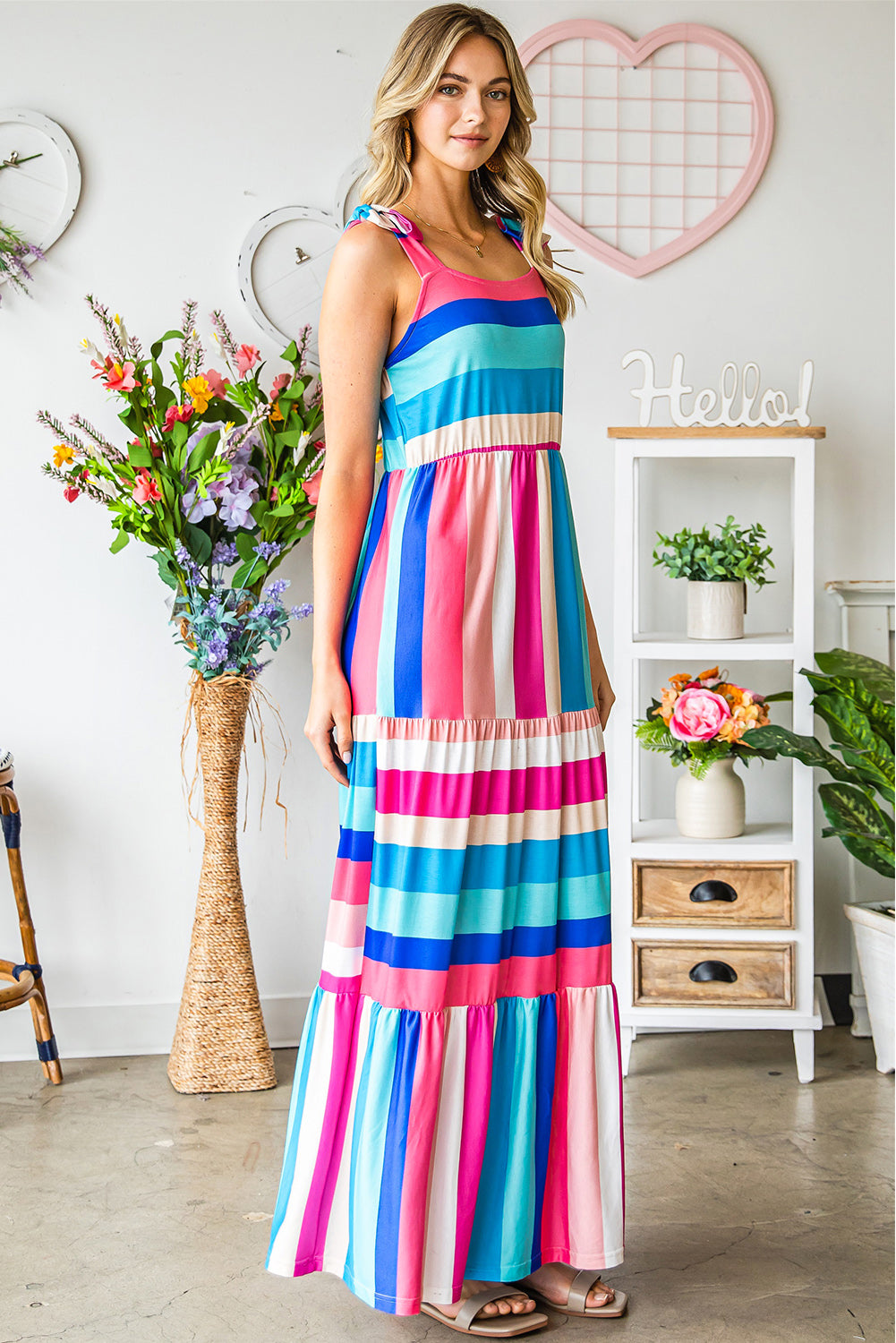 striped sleeveless maxi dress