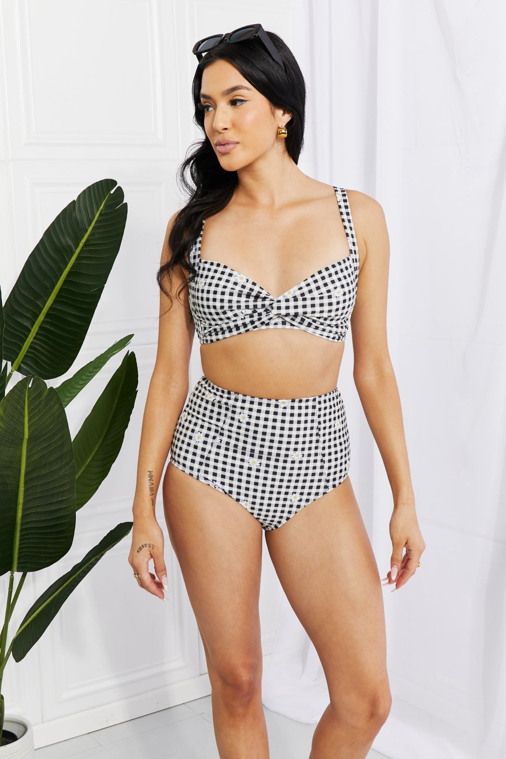 marina west swim take a dip twist high-rise bikini in black