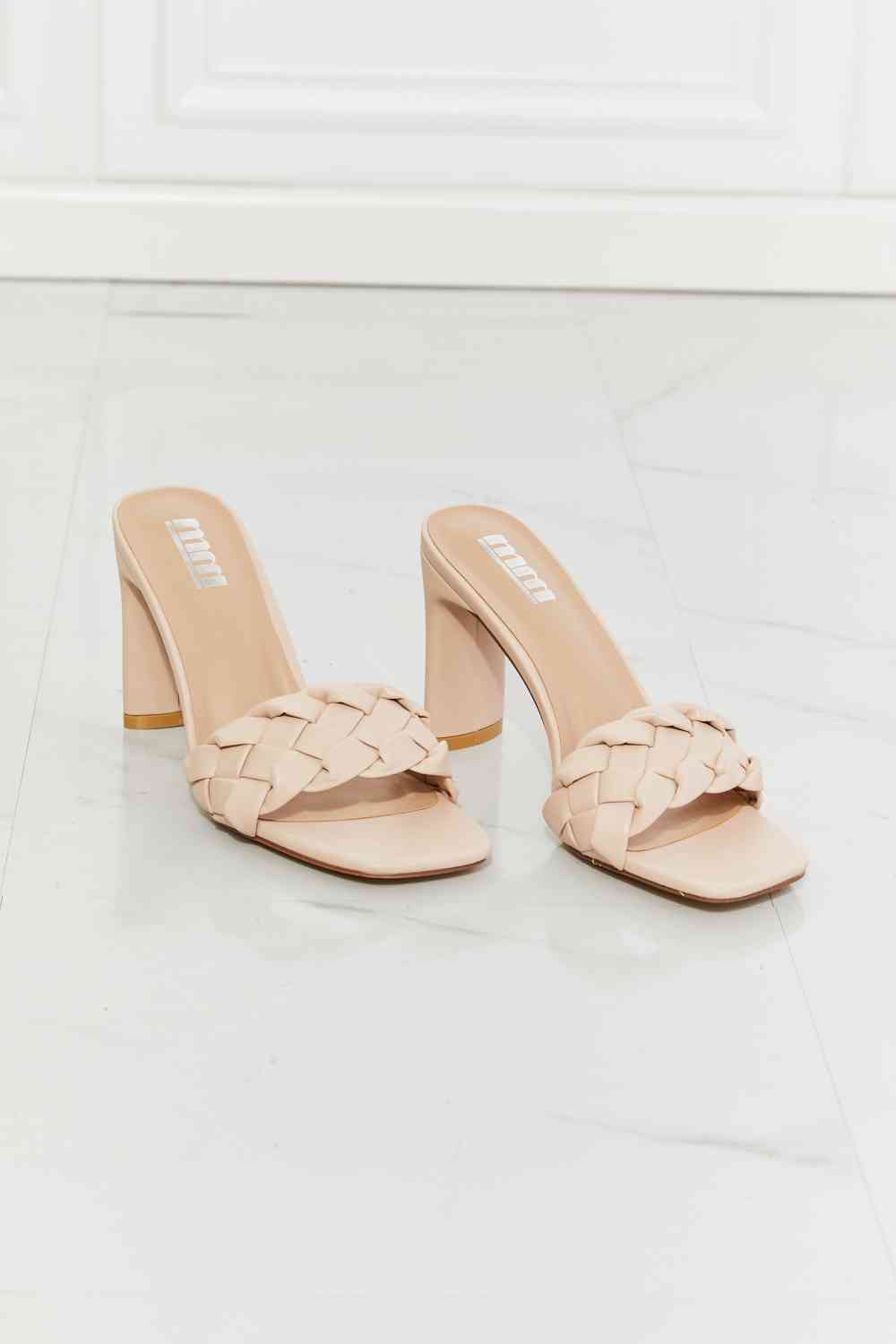 mmshoes top of the world braided block heel sandals in beige