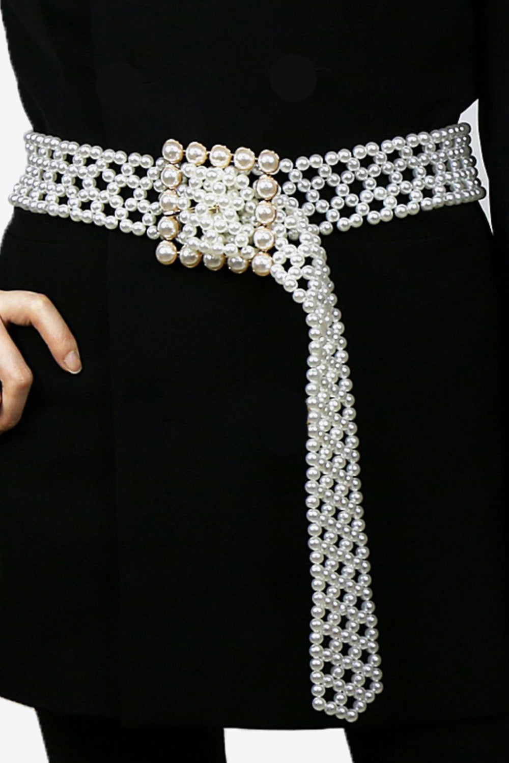 alloy buckle pearl belt