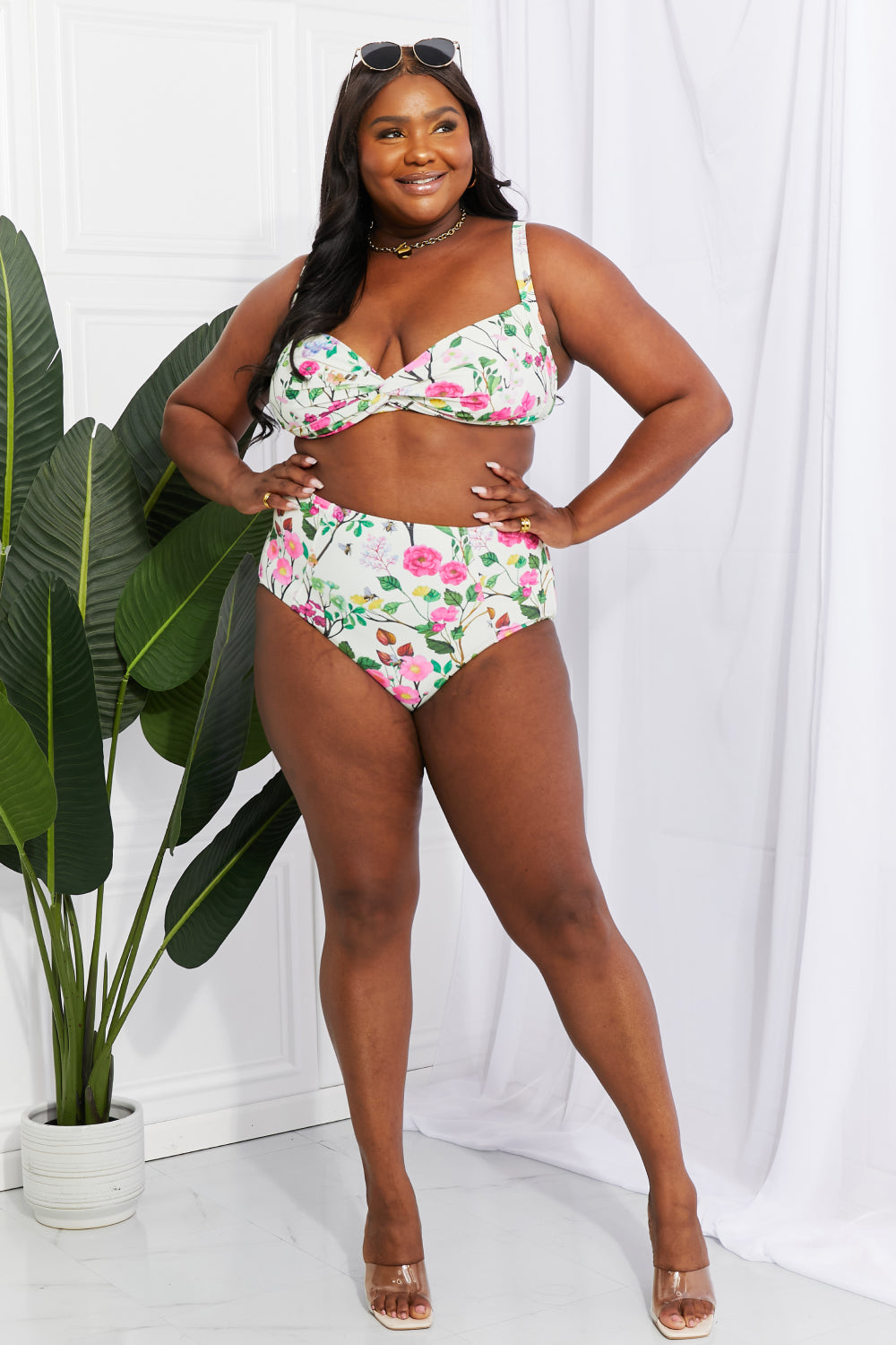 marina west swim take a dip twist high-rise bikini in cream