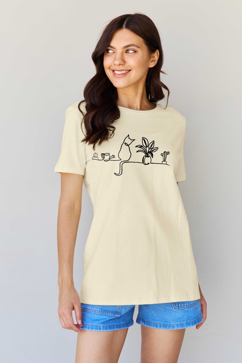 simply love full size cat graphic cotton tee