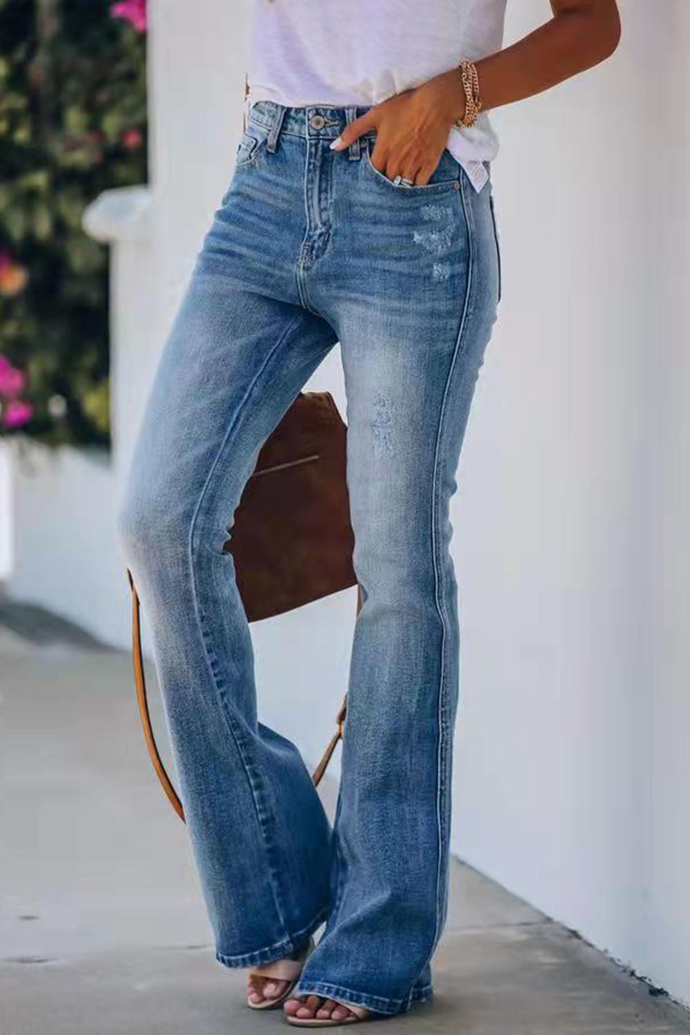 button fly long jeans