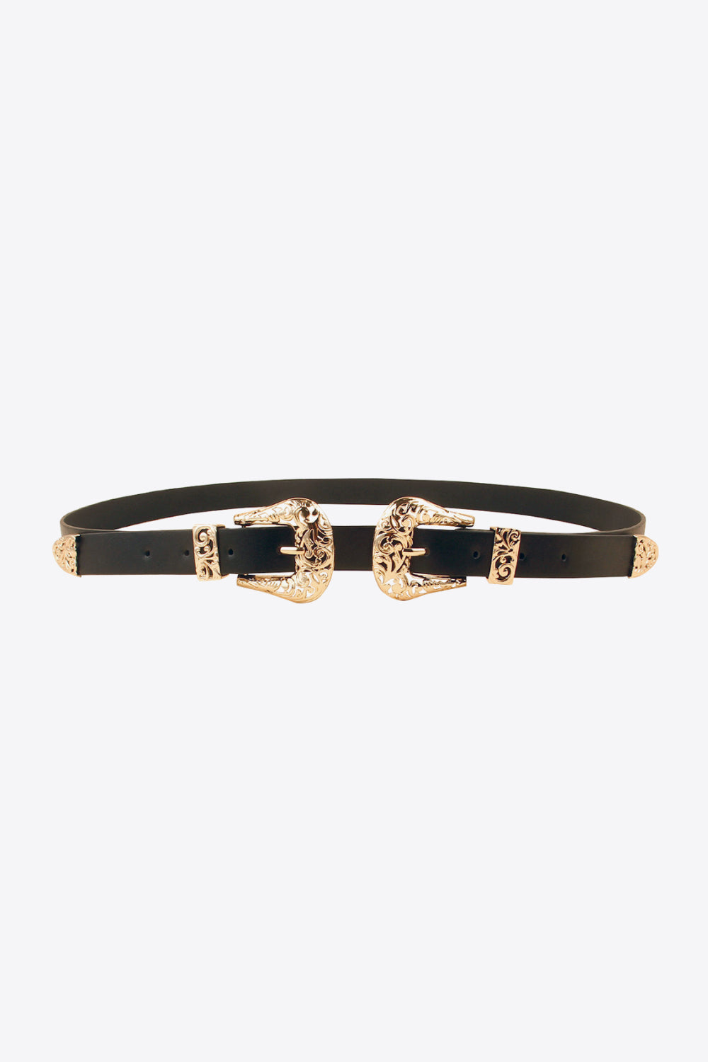 double buckle pu leather belt