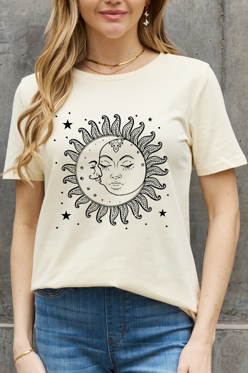 simply love simply love sun and star graphic cotton tee