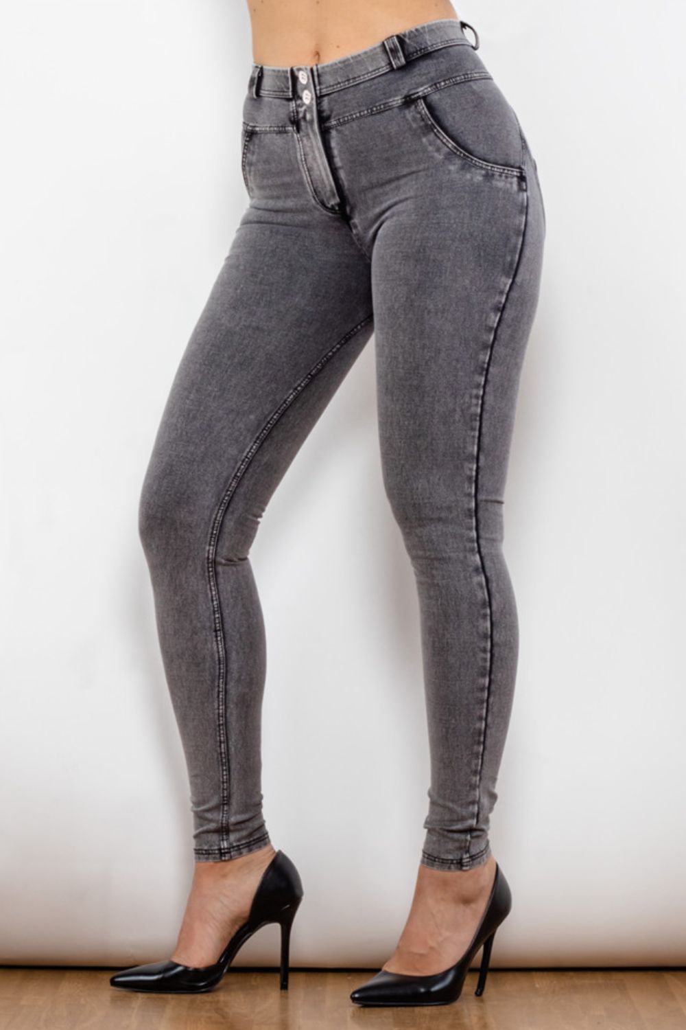 baeful buttoned skinny long jeans