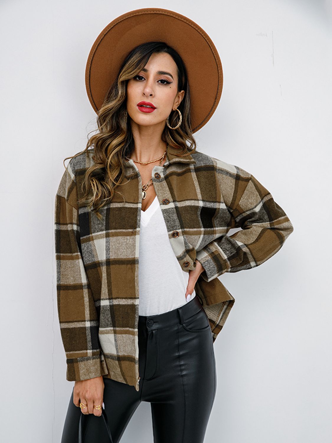 plaid button-down jacket