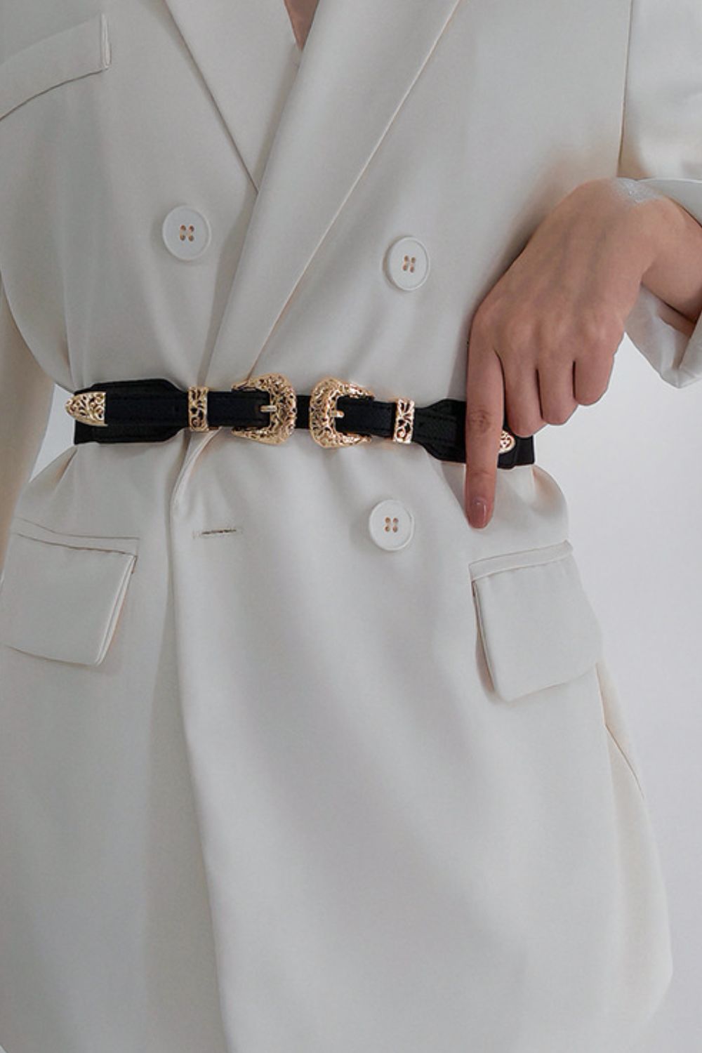 double buckle elastic belt