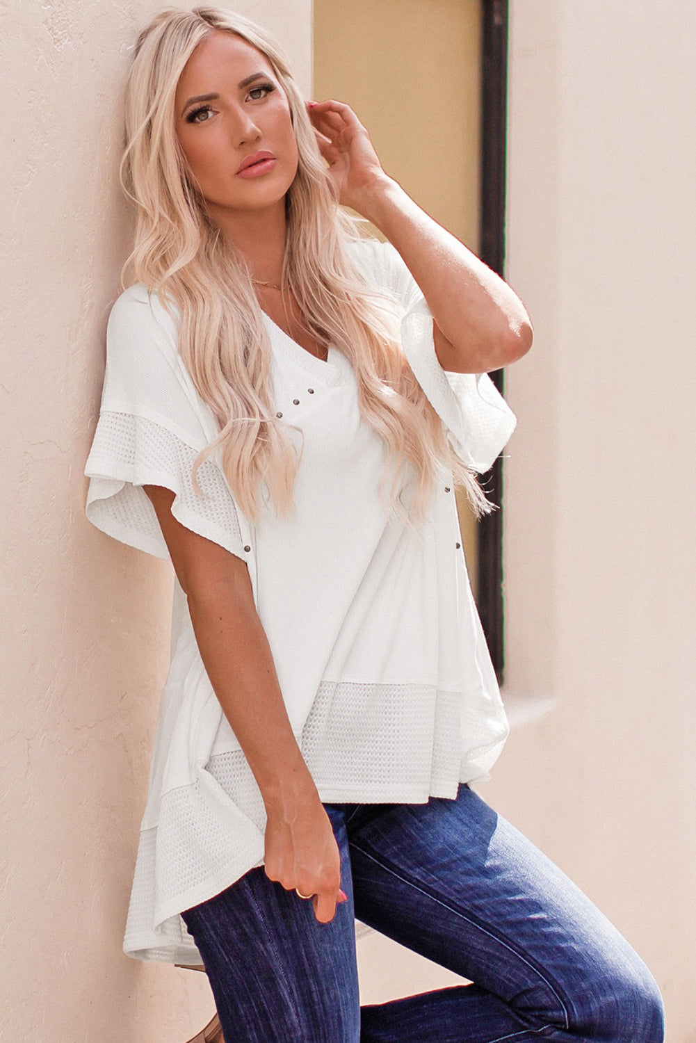 flutter sleeve high-low top