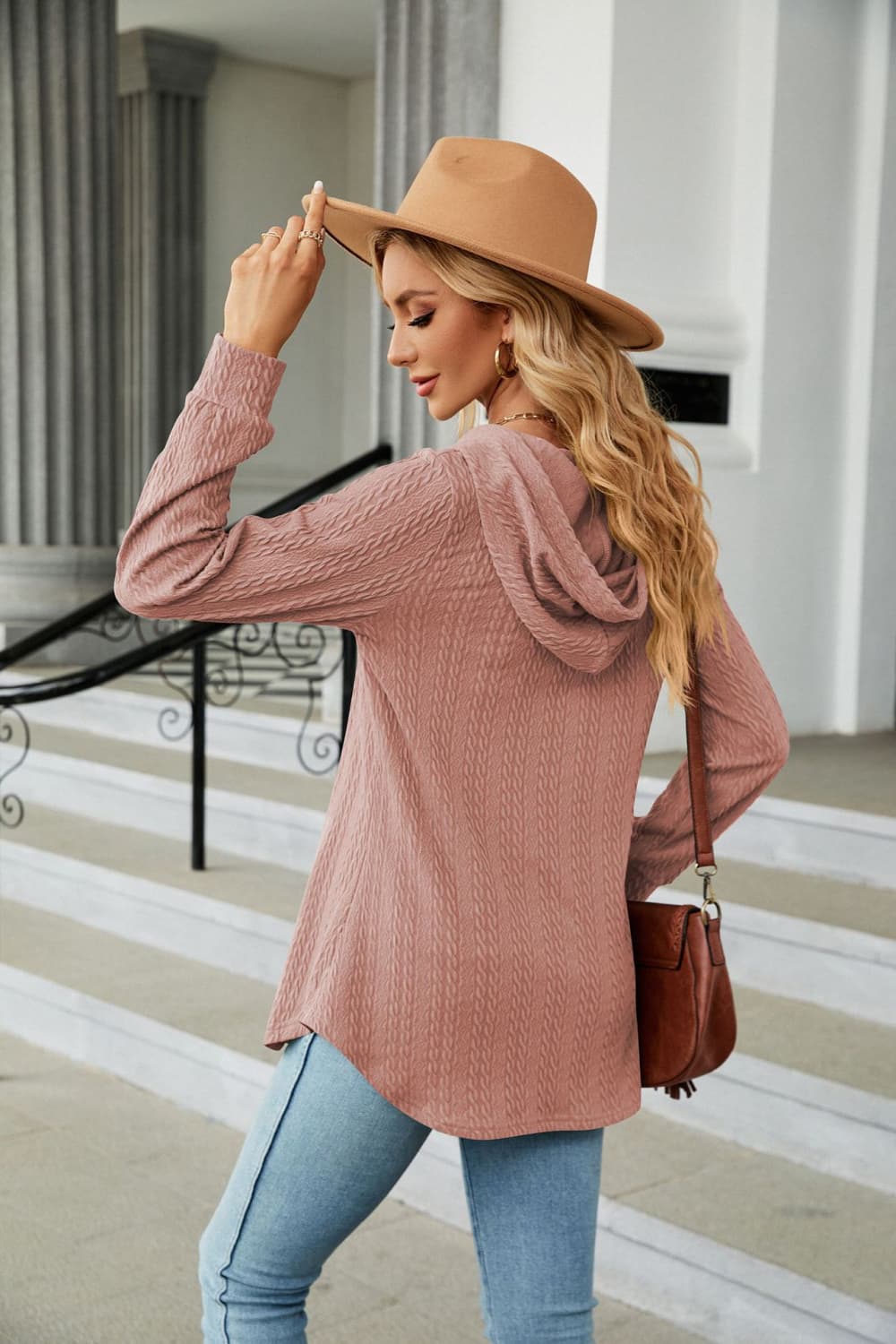 long sleeve hooded blouse