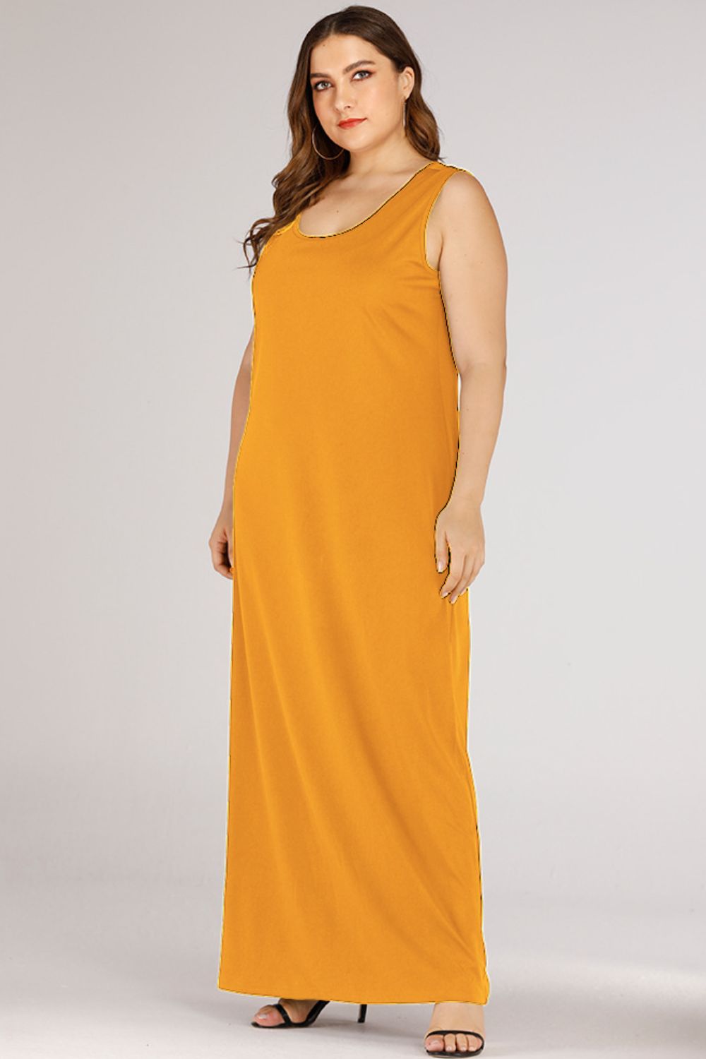 plus size scoop neck maxi tank dress