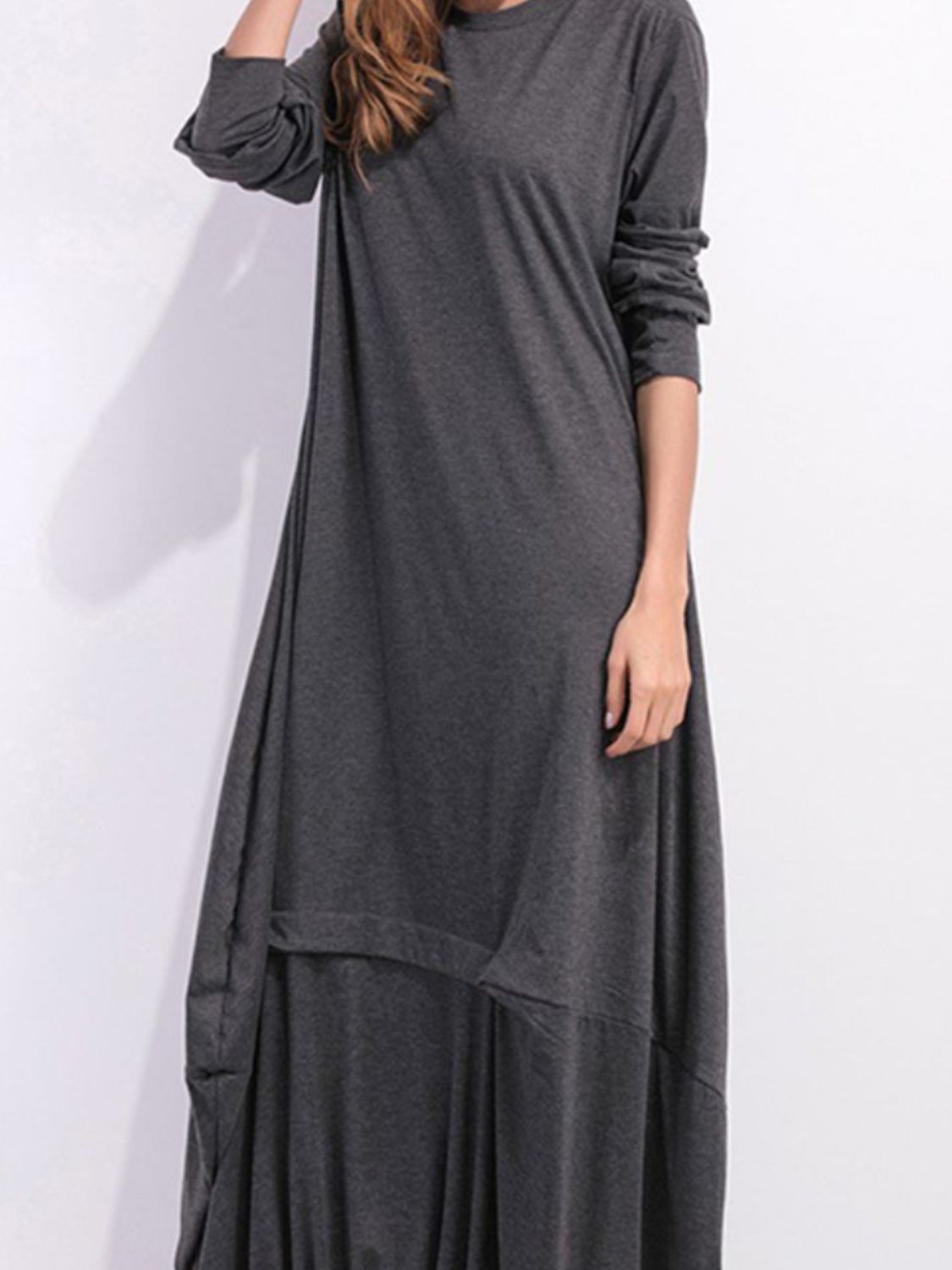 full size round neck long sleeve sweatshirt dress