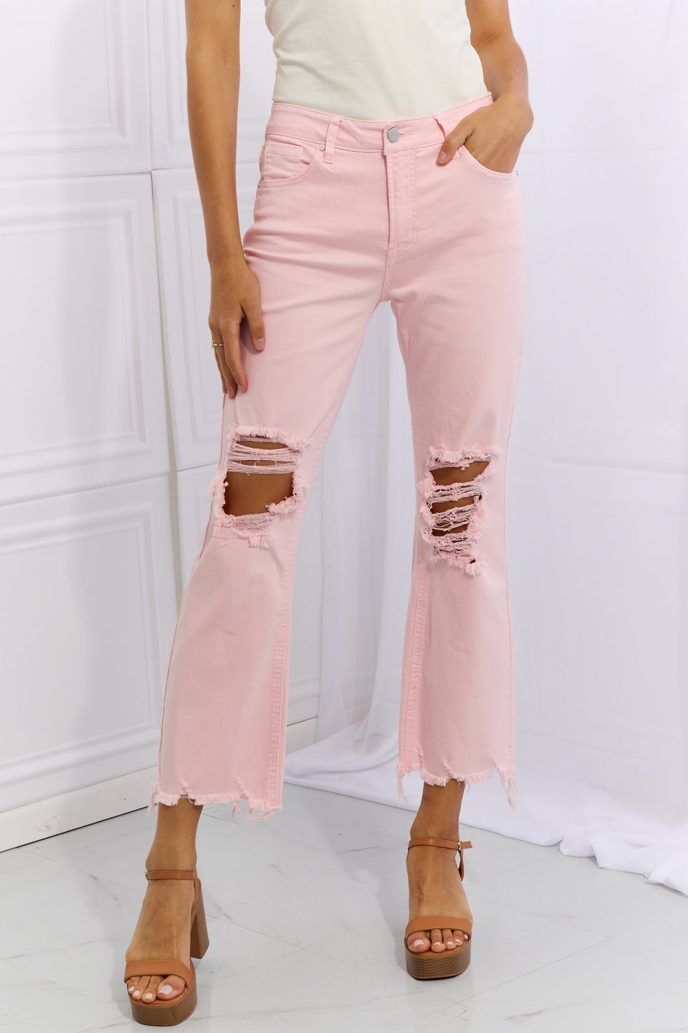 risen miley full size distressed ankle flare jeans