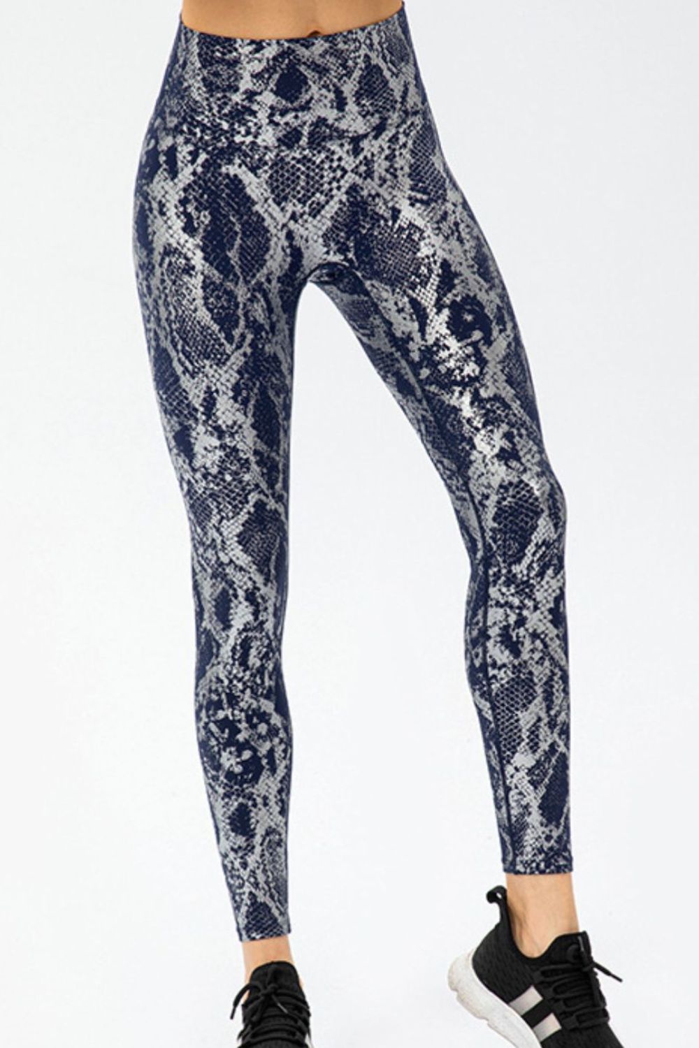 animal print slim fit wide waistband long sports pants