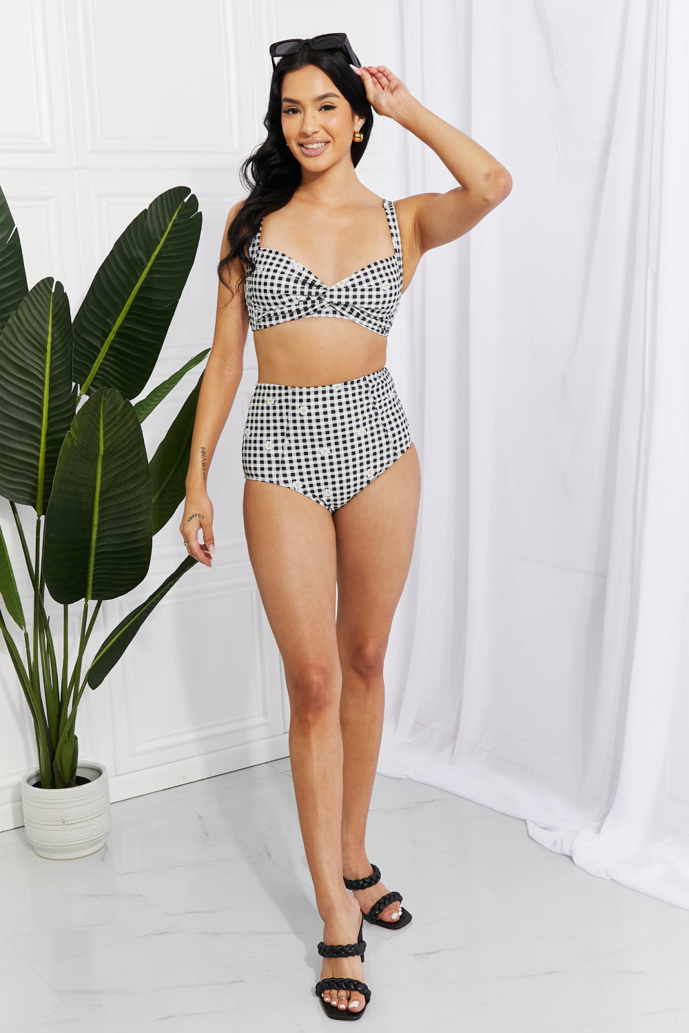marina west swim take a dip twist high-rise bikini in black