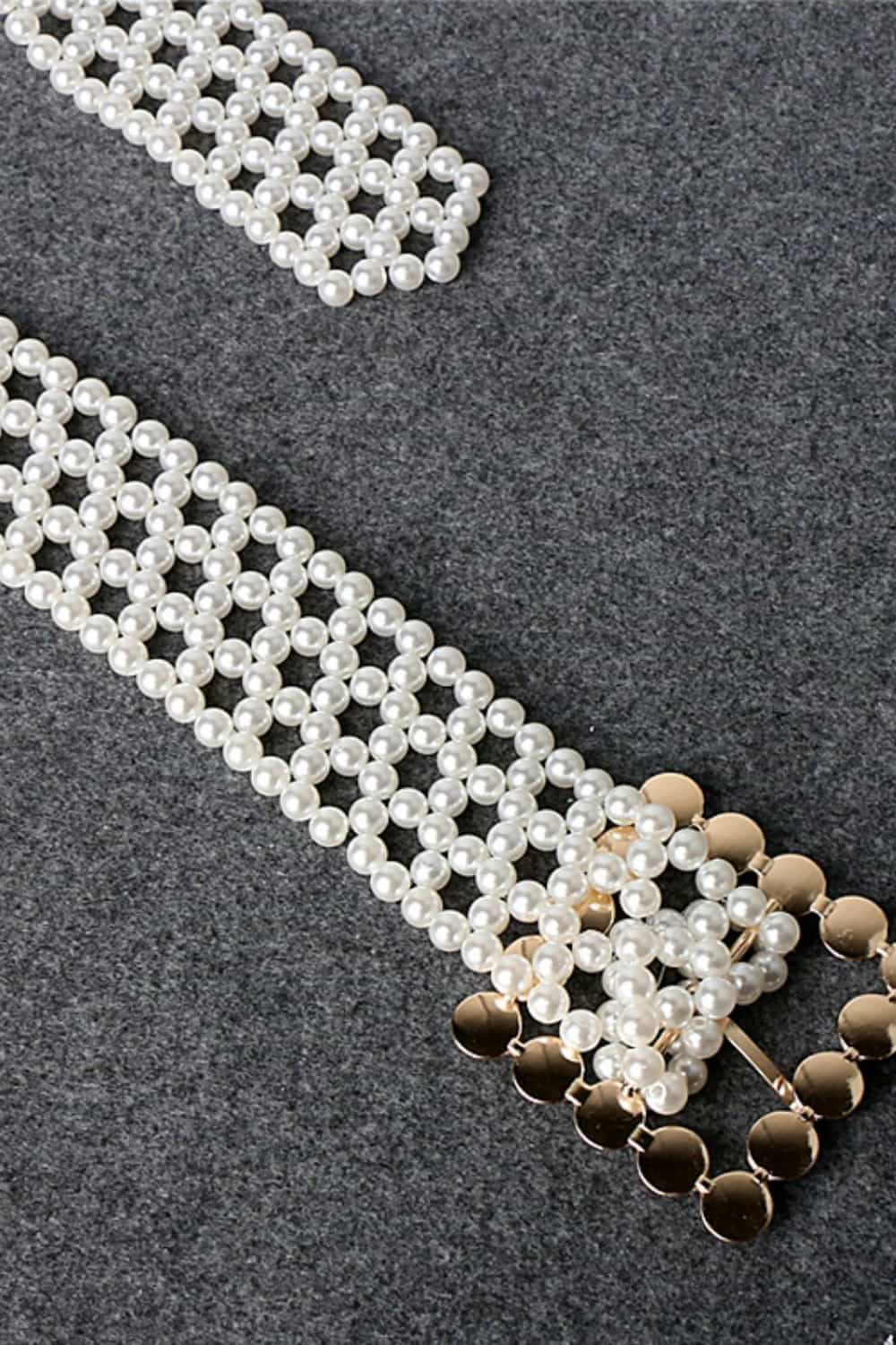 alloy buckle pearl belt