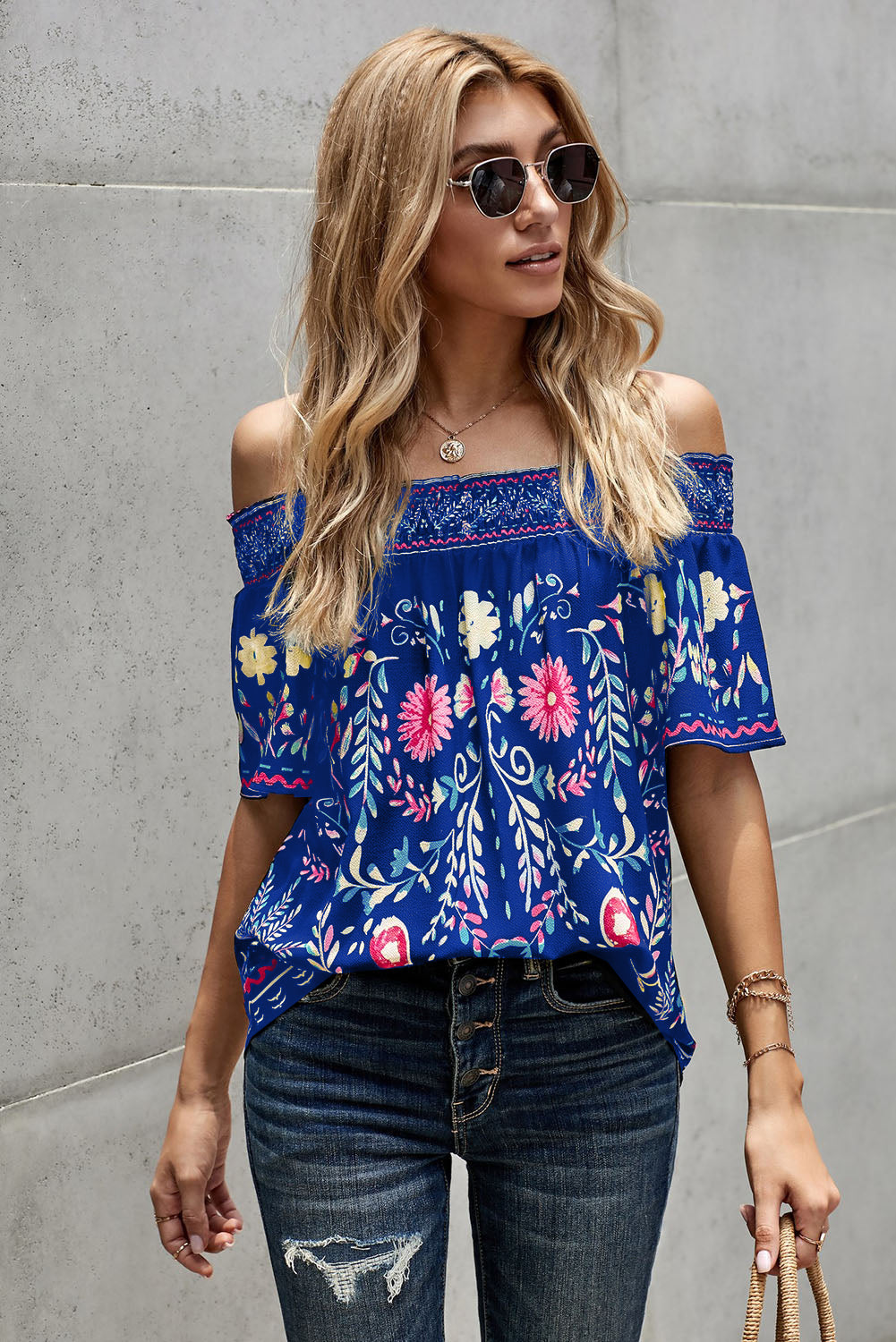 floral off-shoulder blouse