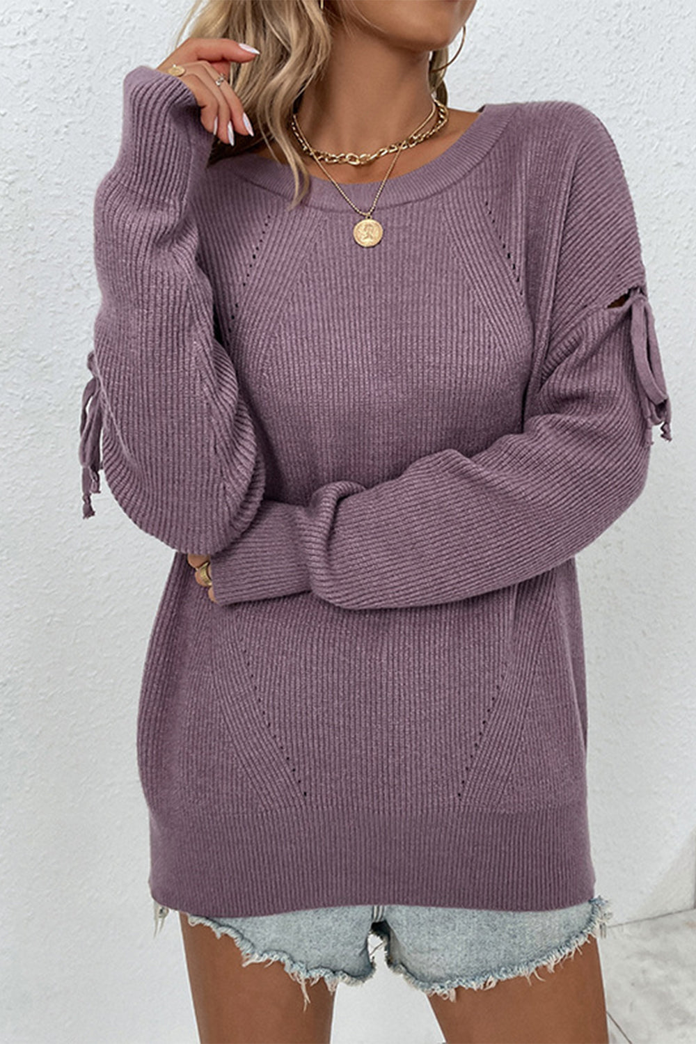 round neck dropped shoulder sweater