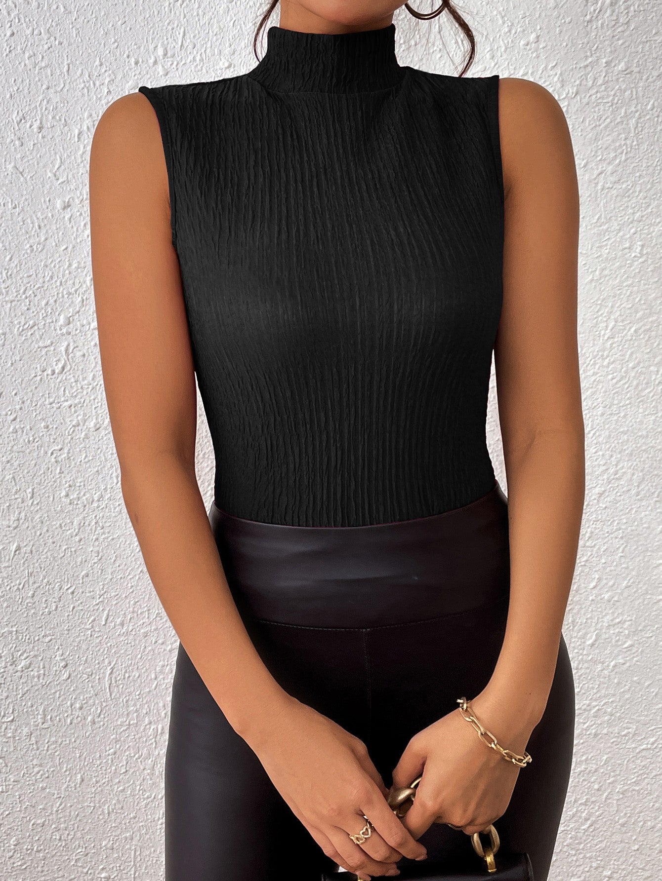 turtleneck sleeveless tank