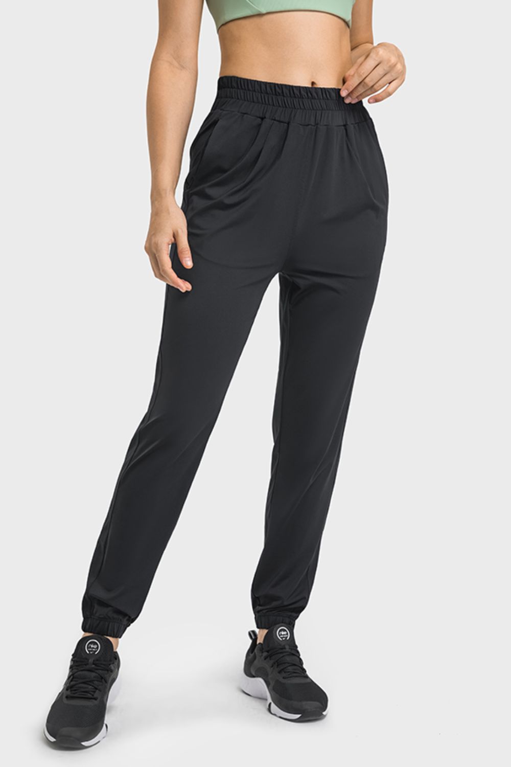 elastic waist yoga joggers with pockets