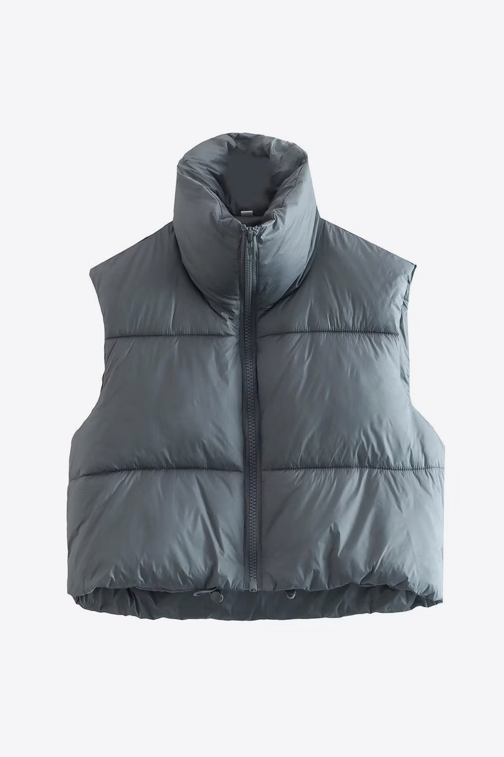 zip-up drawstring puffer vest