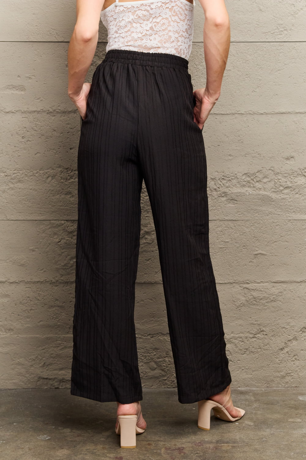 tie waist long pants