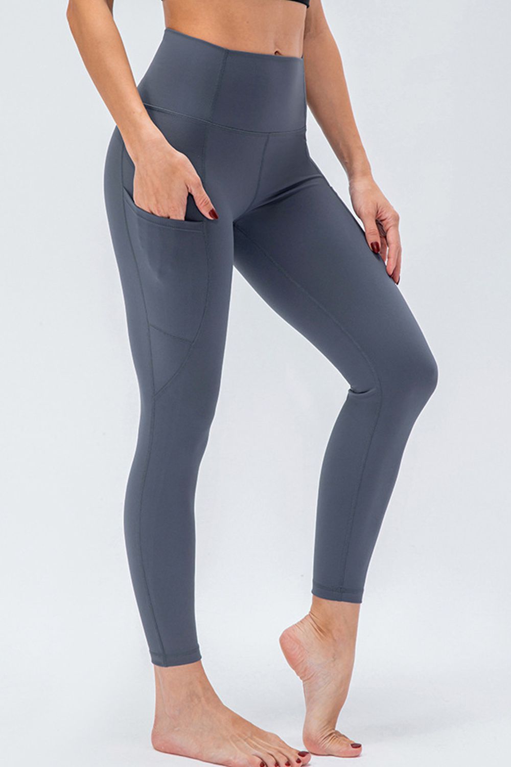 breathable wide waistband active leggings with pockets